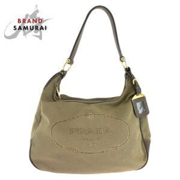 Prada brown hobo Leather Bag Shoulder jacquard - Picture 1 of 9